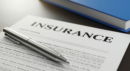 Obraz premium Close-up of an insurance policy document with a pen, signifying agreement, protection, and financial security for future planning