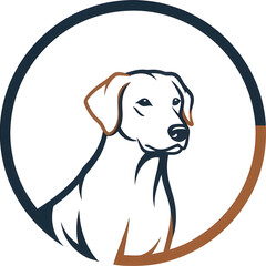 Loyal dog logo inside circle frame