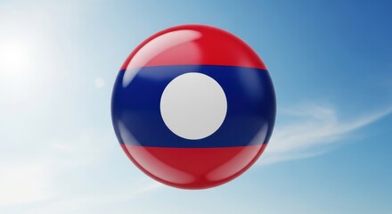Naklejka premium Laos Flag Ballon Flying High in Sky.