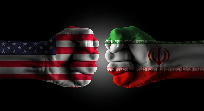 A conceptual illustration of the political conflict and tension between the united states and iran