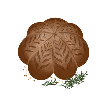 Vector Illustration logo Clip art Pumpkin Sourdough Bread Isolated