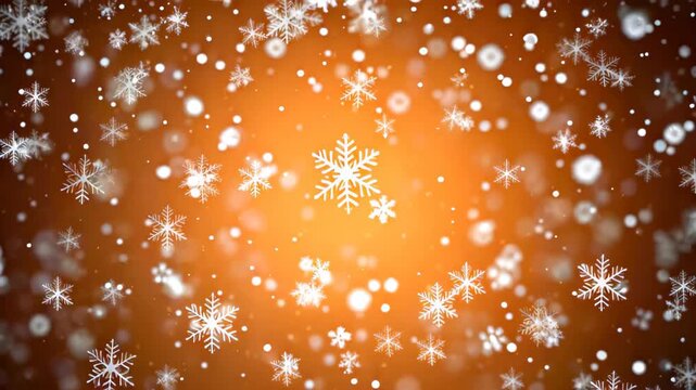Orange background snowflake falling effect