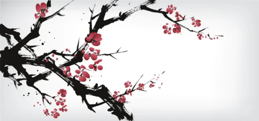 Chinese ink painting of cherry flower © baoyan