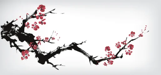 Chinese ink painting of cherry flower © baoyan