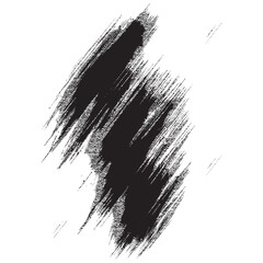 Abstract black grunge brush stroke texture isolated on white background for graphic design projects.