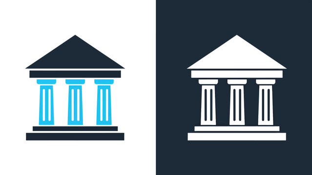 Classical building icon set - Blue icon set - Modern style icon - Vector icon set - Glyph and solid icon set - Icon vector - Flat Design Icon - Stock illustration