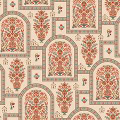 seamless Ethnic Digital mughal motif Pattern background texture © 1234
