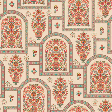 seamless Ethnic Digital mughal motif Pattern background texture
