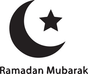 Obraz premium Ramadan Mubarak Moon and Star Silhouette Islamic Holiday Greeting Icon.