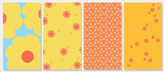 Cute Spring Floral Backgrounds Set
