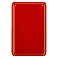 Red card with gold border on transparent background for design or template use