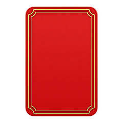 Red label with gold border on transparent background for design and decoration purposes