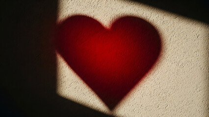 Red heart symbol on textured beige background with dramatic lighting Ai Generated