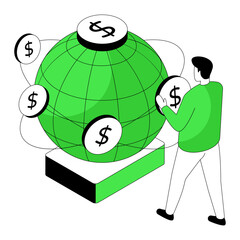 An editable design illustration of global money