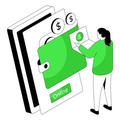 Premium download illustration of mobile wallet 