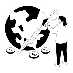 Editable design illustration of global money growth 