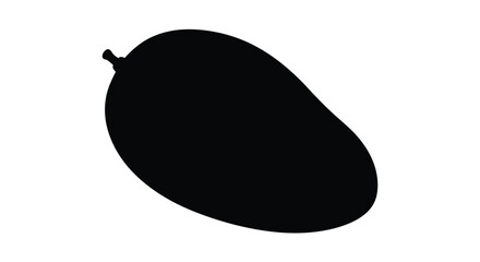 A striking black silhouette of a ripe mango fruit silhouette © MK2.00