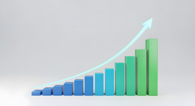 A bar chart showing exponential growth, symbolizing business scalability, financial success, and market expansion. This corporate graphic represents profit increase, performance improvement, and succe