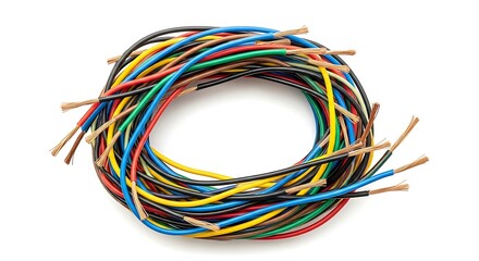 Multicolored Electrical Wires Coiled Together.