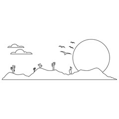 Desert vector icon. Mountain landscape Illustration sign. Mountains symbol or logo.