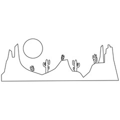 Desert vector icon. Mountain landscape Illustration sign. Mountains symbol or logo.