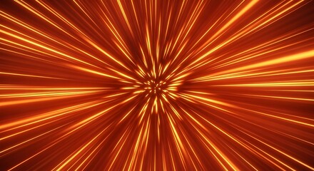 Abstract orange and red light speed lines background with motion blur effect, glowing radial streaks, warp tunnel concept