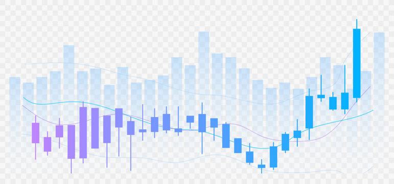 Trading candlestick chart design. Trading charts for financial or business concepts. Stocks, crypto, forex. Vector illustration