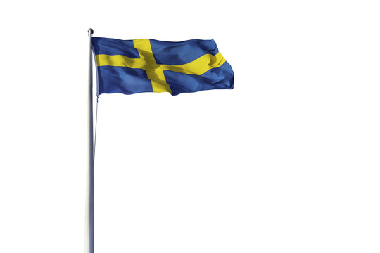 Swedish flag isolated on a transparent background. 6 June. Beautiful Swedish flag waving. Celebration. National Day of Sweden. Swedish Flag Day.