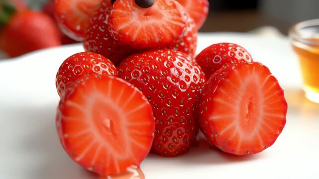 Creative strawberry bear shaped fruit arrangement