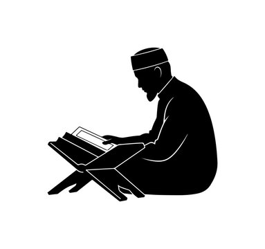 Islamic Scholar Reading Quran Silhouette