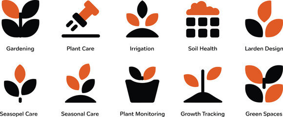 Comprehensive Gardening and Plant Care Icons Set