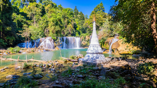 Glue Thor waterfall in  Karen State, Myaing Gyi Ngu Township, Myanmar  (Burma) New country kawthoolei