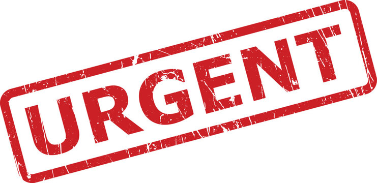 Bold red urgent rubber stamp impression indicating critical importance or immediate attention needed on a white background