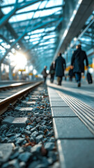 Train Platform Commute: Urban Journey at Dawn, Transport Hub Scene