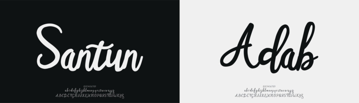 Santun Adab, signature Font Calligraphy Logotype Script Brush Font Type Font lettering handwritten
