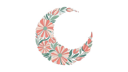 Fototapeta premium Crescent Moon Shape Floral Decorative Design.