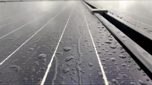 Macro Texture of Polycrystalline Silicon Solar Cell showing Photovoltaic Wafer Grid and Sun Flare Reflection for Clean Energy Technology