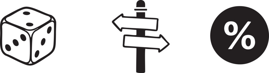 Dice Direction Sign Discount Percent Game Navigation Sale © Secret vec