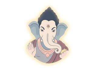 Serene Lord Ganesha with Halo – Modern Devotional Vector Art