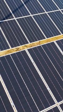 Macro Texture of Polycrystalline Silicon Solar Cell showing Photovoltaic Wafer Grid and Sun Flare Reflection for Clean Energy Technology