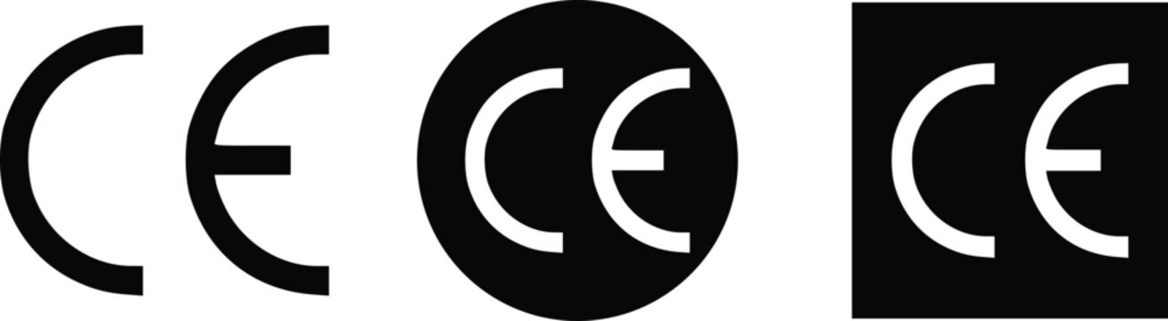 CE Mark Logo Variations in Black and White Vector Design