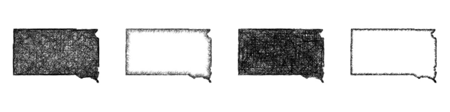 Sketch South Dakota map design set