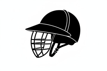 Fototapeta premium Cricket Helmet: A minimalist silhouette of a cricket helmet, designed to protect the head of a cricketer during a match. The helmet features a visor and a faceguard.