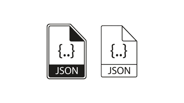 JSON file icons in black and white line art style