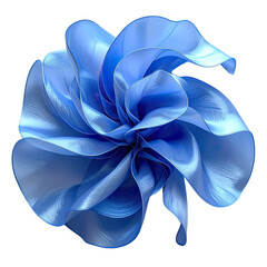 Fototapeta premium Blue swirling fabric petals on black background, artistic, elegant