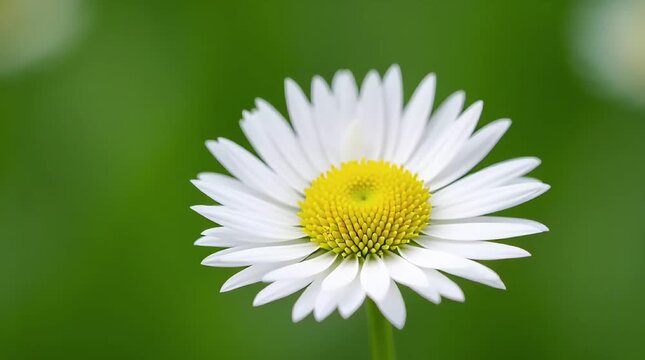 Macro Timelapse of White Daisy Flower Blooming on Green Background