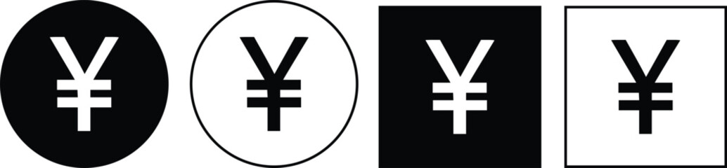 Obraz premium Yen and yuan currency symbol icons set: a collection of financial exchange signs in various styles vector set