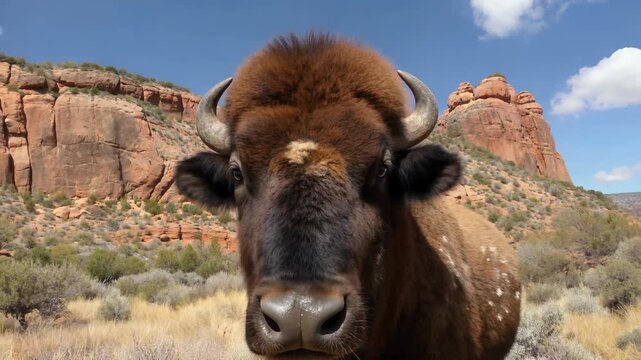 Close-up of wild bison