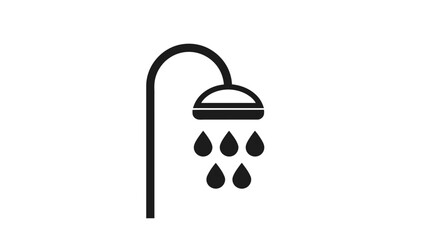 Fototapeta premium Simple black icon of a shower head with water droplets falling