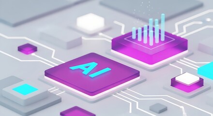 Vibrant AI technology concept with futuristic circuit board design